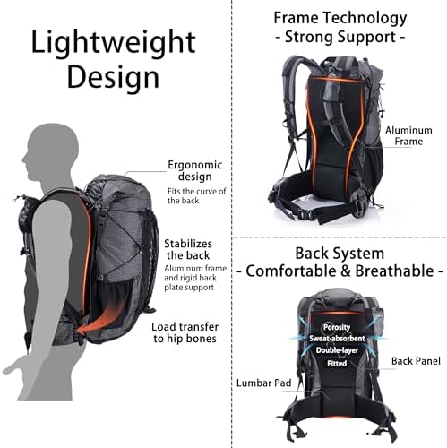 Naturehike 60L Internal Frame Hiking backpacking backpack, Camping Waterproof Mountaineering Bag,Outdoor Daypack with Rain Cover