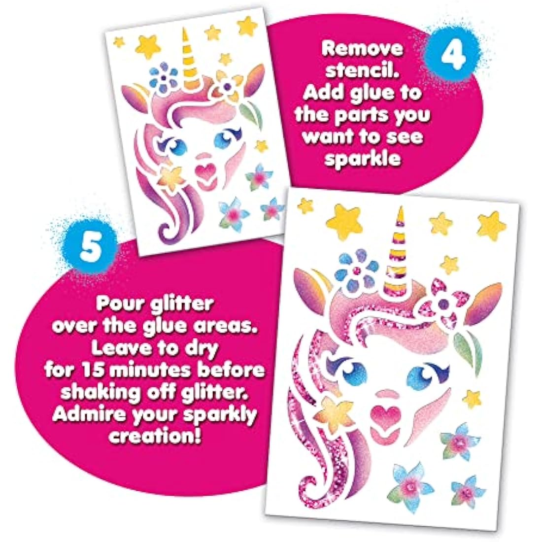 John Adams | BLOPENS® Sparkling Unicorn Activity Set: Create fantastic airbrush pictures | Arts & crafts | Ages 4+, Silver