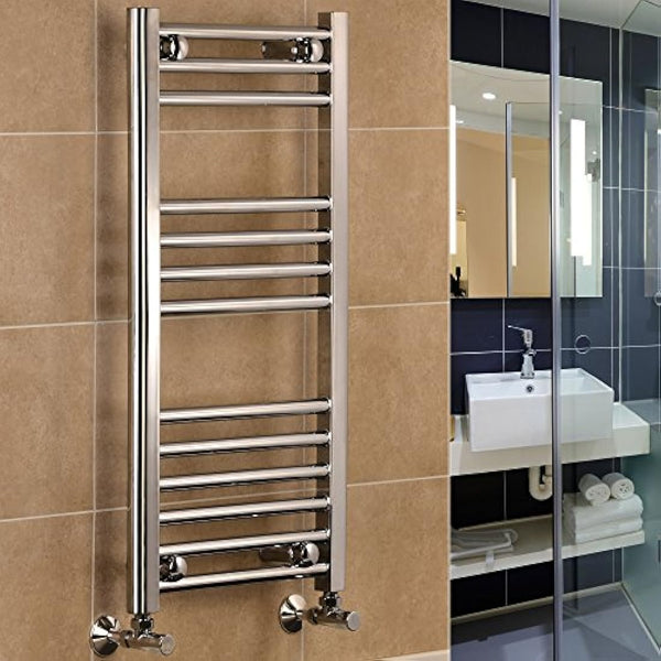 Manissa Milano Chrome Straight Central Heating Towel Rail W500mm x H800mm Flat Central Heating Towel Radiator