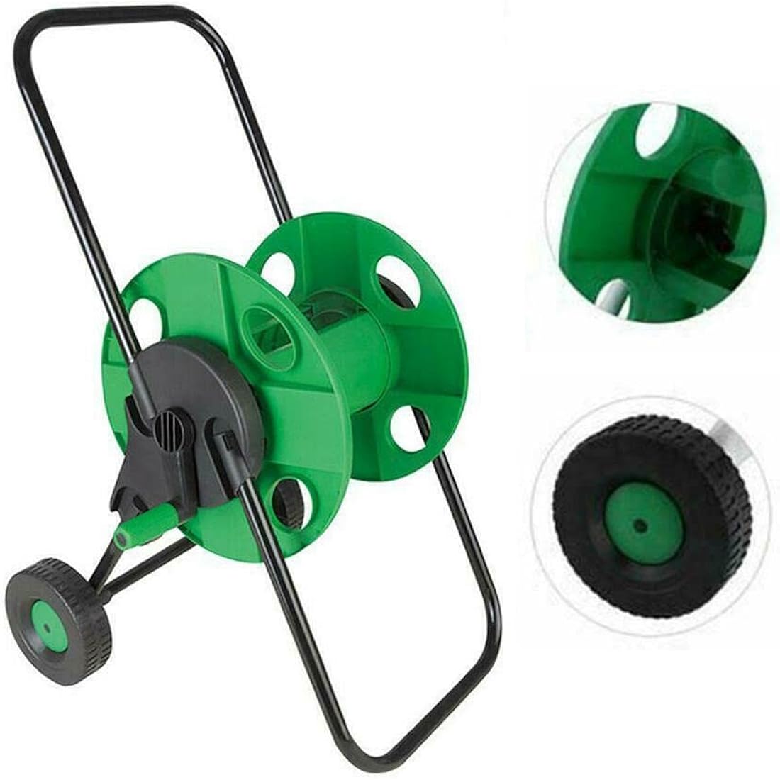 Fame Hose Pipe Reel Holder Trolley Cart Rack Garden Water Portable Free Standing Stand Wall Mountable Winder Storage Holder 1/2" X 60M (Hose Trolley)