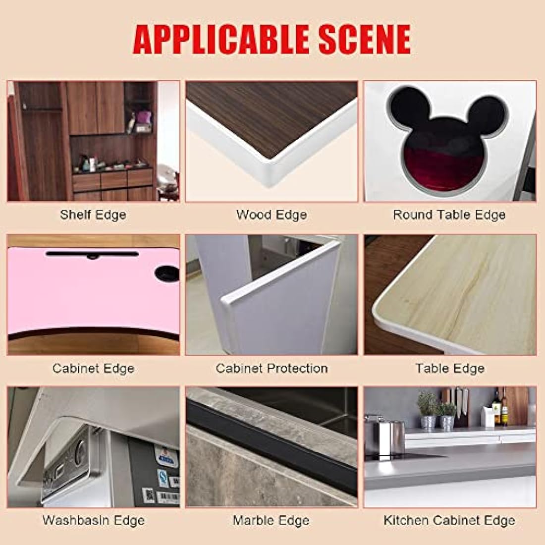 flintronic 5m*18mm U-Shape Flexible Furniture Edge Banding, Baby Safty Baby Edge Protector, Self Adhesive TPE Wood Edging Tape, DIY Furniture Edge Trim for Table, Cabinet, Furniture Restoration