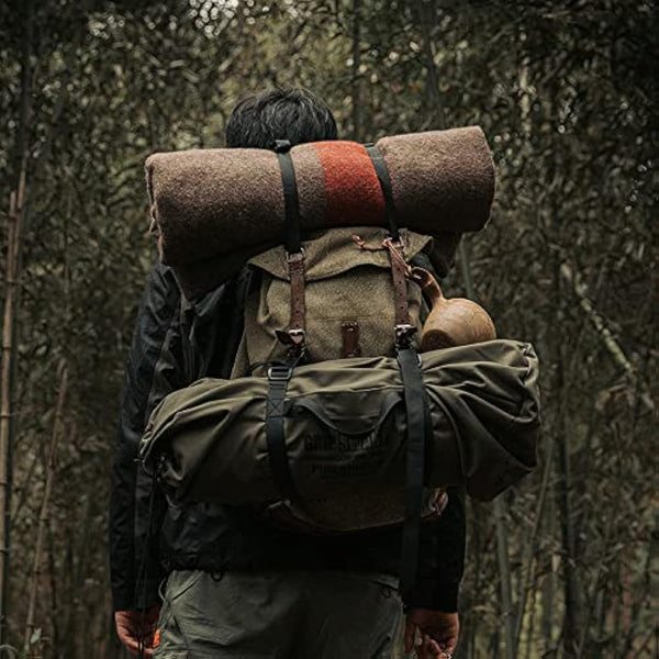 JQZ 100% Wool Blanket 4.5 LBS Swiss Army Military Reproduce Warm Thick Washable 59" x 80" Great for Camping Outdoors Sporting Events Survival & Emergency Kits