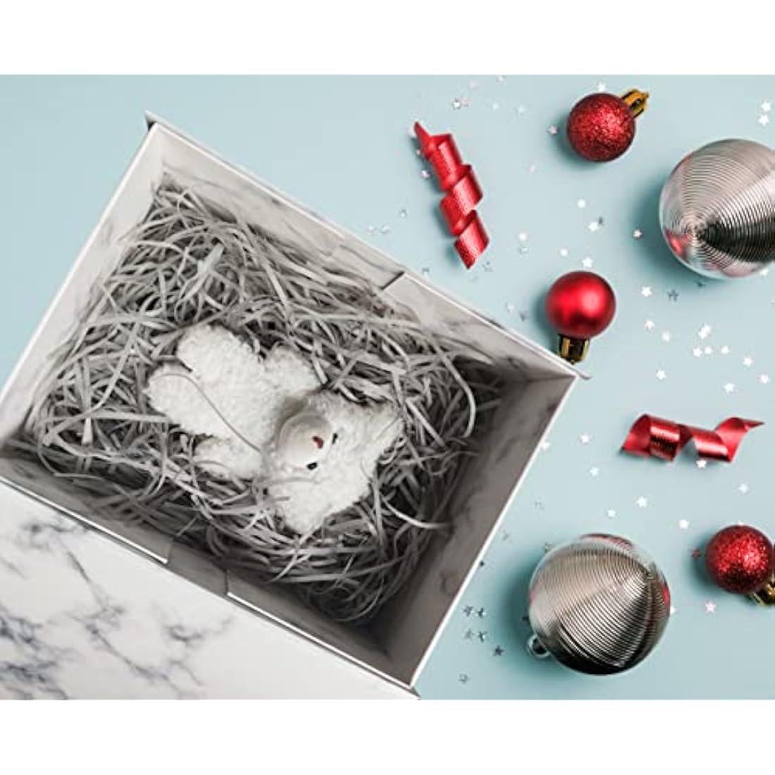 Marble Gift Box, 33x26x11cm Gift Box Large with Magnetic Lids and Silk Ribbon Specially Designed for Valentines Day, Presents Birthdays, Holidays, Anniversaries Gift Packaging