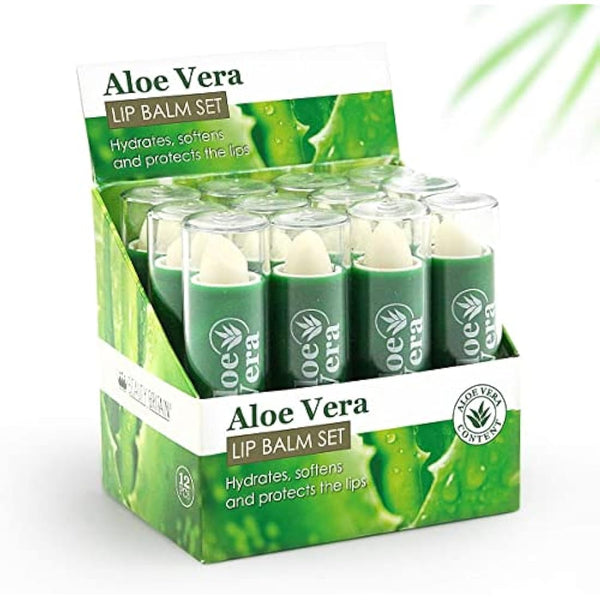 Beauty4Britain 72 x Lip Balm Aloe Vera Full Size 6 Boxes x 12 Balms Unisex Lip Care Wholesale
