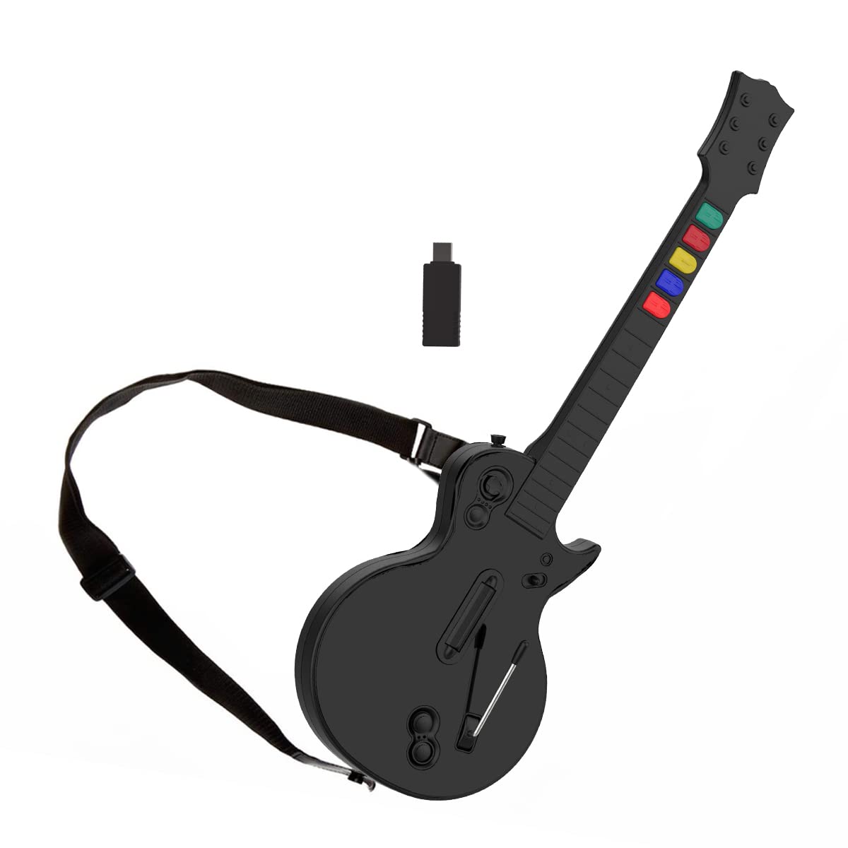 NBCP Wireless Guitar Controller for PC & PS3 - Guitar Hero 3/4/5 & Rock Band 1/2 Games - With Straps & Wireless Dongle, White