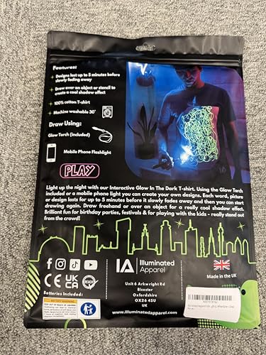Illuminated Apparel Interactive Glow in The Dark T-Shirt - Fun for Birthday Parties & Festivals - Light up The Night