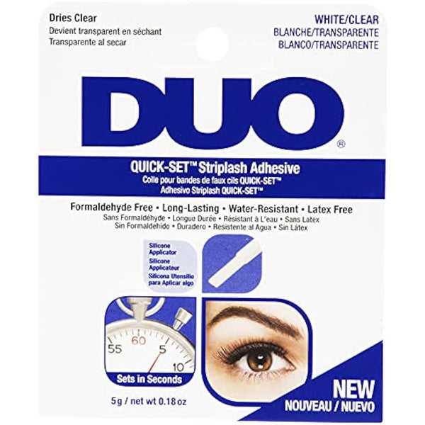Duo Quick Set Clear Lash Glue, Striplash Adhesive with Applicator, Latex Free, Rapid Dry, Easy Use, Dries Clear, False Eyelash Glue, 5 g, (Pack of 1)