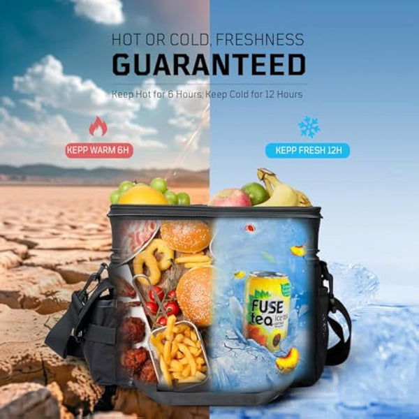 1TG Tactical Insulated Lunch Bag, Expandable Lunch Box for Men, Leakproof Large Cool Bag with Shoulder Stap, Reusable Lunch Tote Bag for Work Travel Camping Picnic Beach, 18L-24L