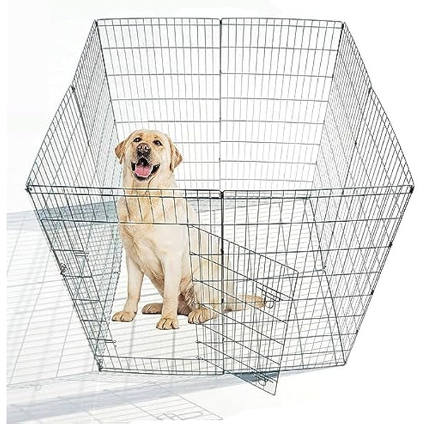 Ellie-Bo Easy-Up 8 Piece Foldable Portable Dog Puppy Play Pen with Door for Indoor/Outdoor Use 76cm High, Rabbit, Cat, Guinea Pigs