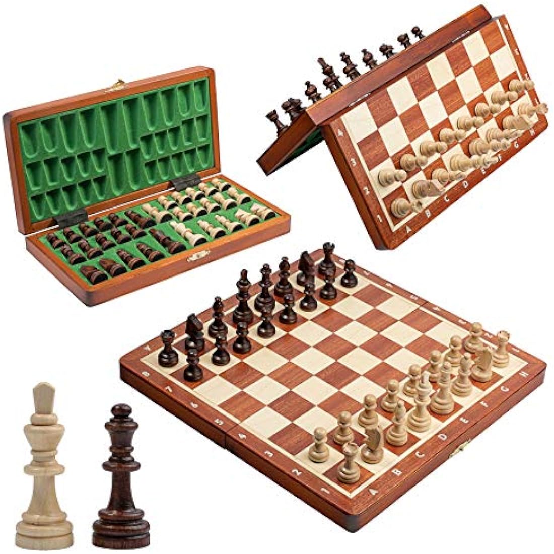 Master of Chess Tournament Wooden Chess Set with Pieces 28 cm / 11 in - Handcrafted Small and Portable Chess Board Game for Adults and Kids