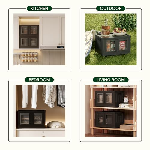 FLEXISPOT 72L*3 Storage Boxes with Lids, Foldable Plastic Containers, Space-Saving Organiser Boxes, Collapsible Laundry Baskets, Compact Stacking