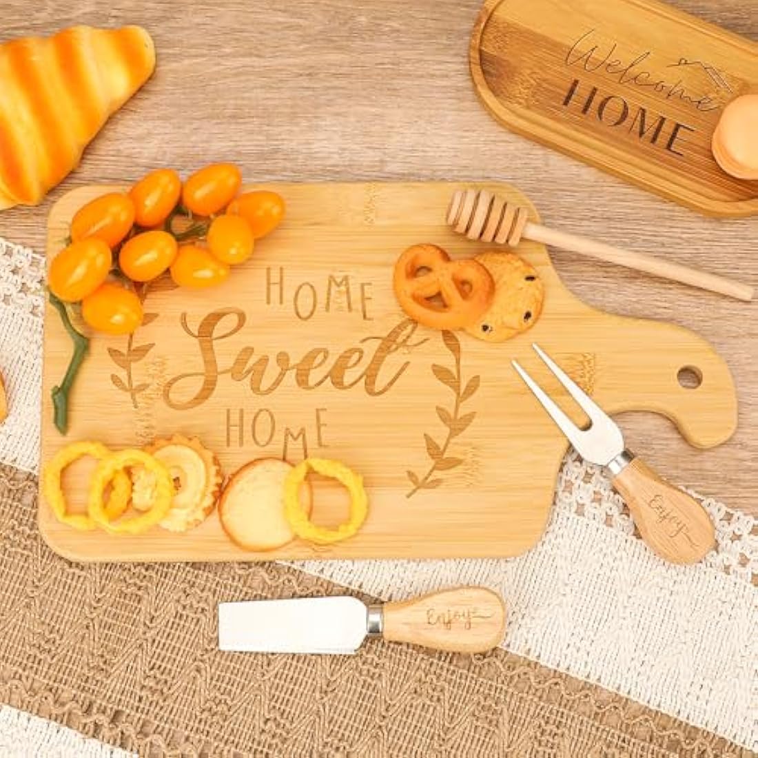 House Warming Gifts New Home,Unique Housewarming Gift,Realtors Closing Gift,Serving Board Housewarming Basket for Couples Women Men