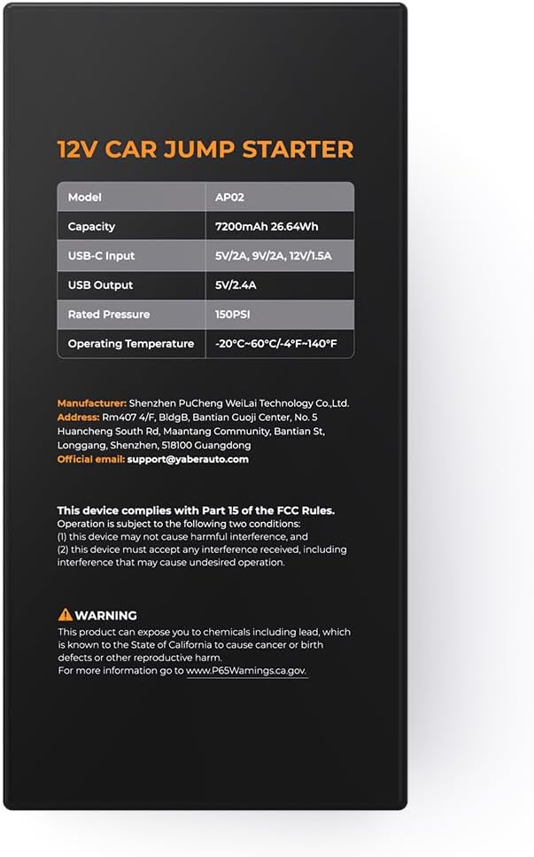 9-in-1Jump Starter Power Pack 4500A with 150PSI Air Compressor, YaberAuto Car Battery Booster Jump Starter for 9L Gas/8L Diesel, Car Starter Power Bank with Jump leads, Gloves, Lights