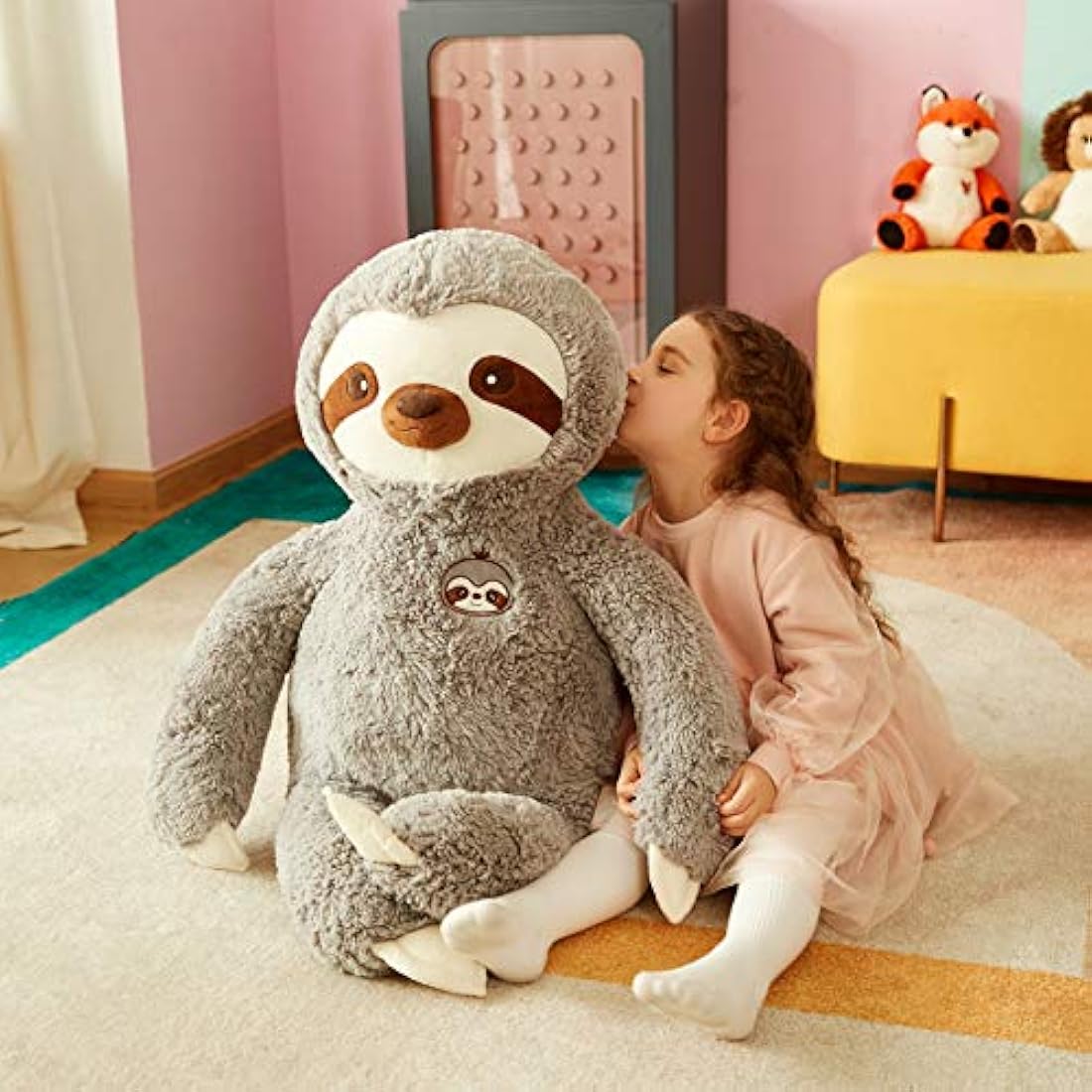 IKASA Large Sloth Stuffed Animal Soft Bradypode Toys for Children (Grey, 78cm)