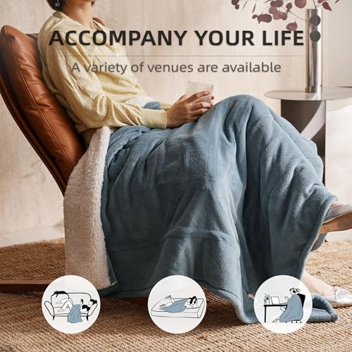 JET'S HOME Electric Blanket 130x160cm - Heated Blanket 6 Heat Settings Digital Controller Adjustable Timer up to 10 Hours - Heated Throw Machine
