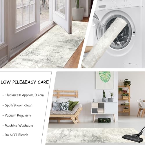 Cekene Abstract Carpet Runners Non-slip 80x300cm Extra long Faux Wool Rug Runners for Hallway Machine Washable Low Profile Floor Carpet for Indoor