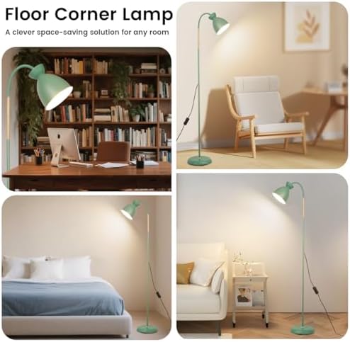 Amdelne ARKA Adjustable Floor Lamp, Bohemian Corner Lamp Scandinavian Modern Reading Light, Standing Lamps for Living Room, Bedroom, Dining Room, Office, 155cm, Metal, Wood, E27 (Bulb Not Included)