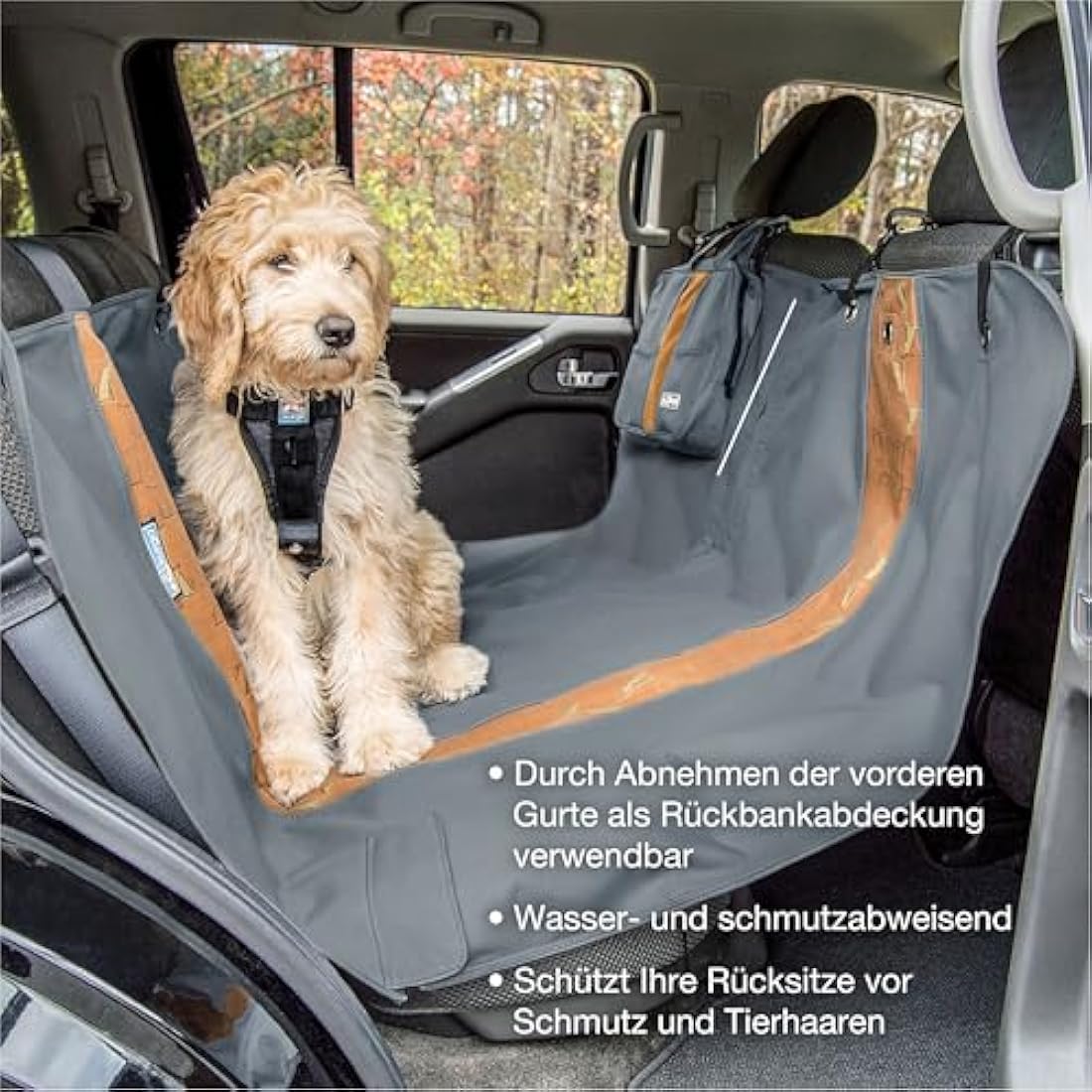 Kurgo Wander Hammock Cover, Dog Car Seat Protector, Durable Scratch-Resistant Material, Waterproof, Charcoal Grey