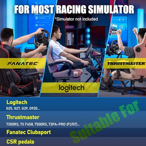 GTPLAYER Steering Wheel Stand for G25 G27 G29 G920 Foldable Racing Wheel Stand with Cup Holder Adjustable Height/Angle, Driving Simulator Gaming Wheel Stand