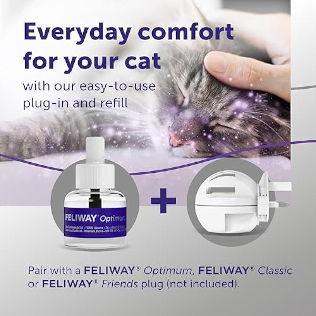 FELIWAY Optimum 30 Day Cat Calming Odourless Refill for Pheromone Diffuser, 48ml - Helps Solve Signs of Stress in Cats & Kittens, Veterinary Recommended, Drug-free, Clinically Proven