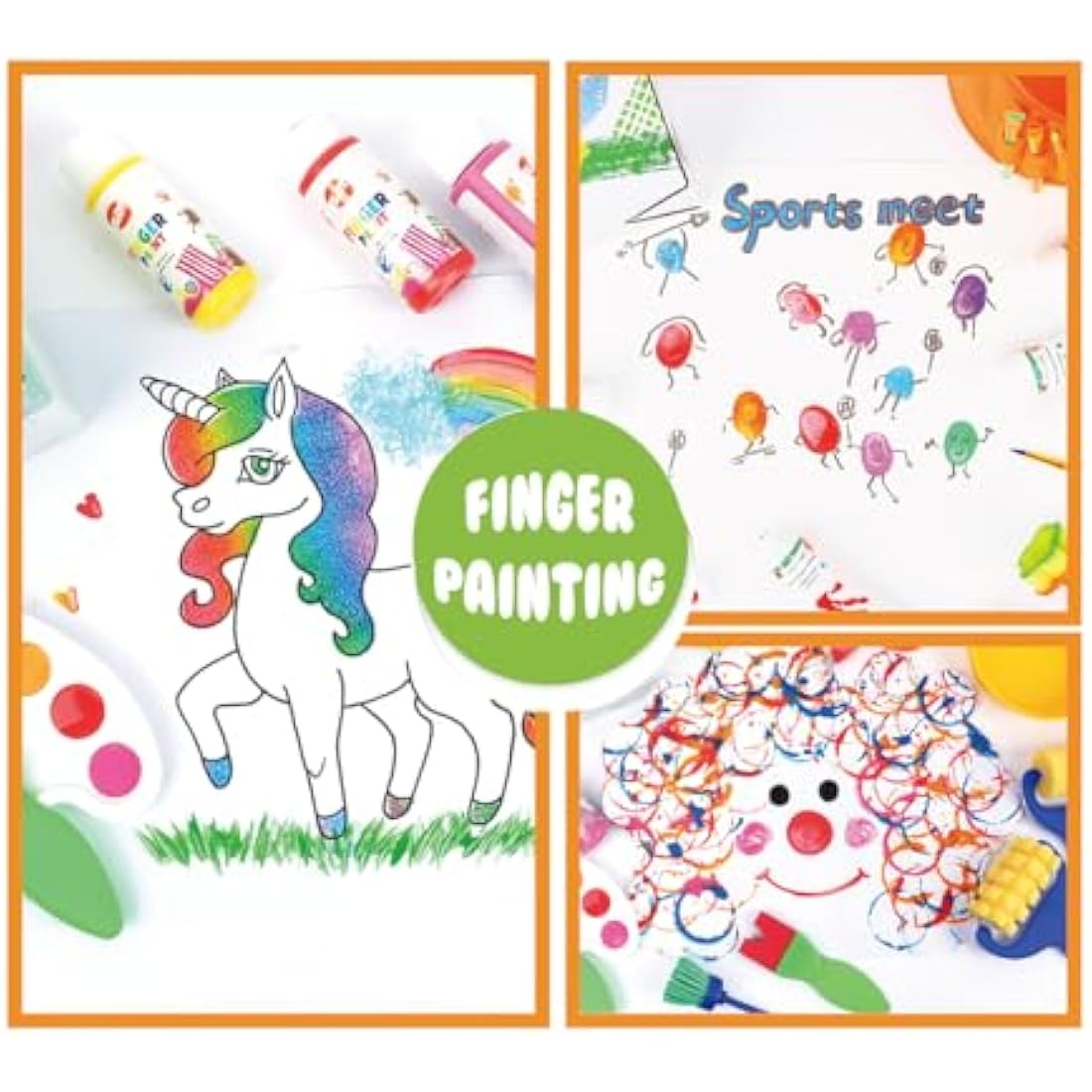 BLOT Kids Paint Kit Washable Finger Paint Set with Assorted Painting Brushes Sponges Palette for Toddlers Children Drawing Gift, Age 3+