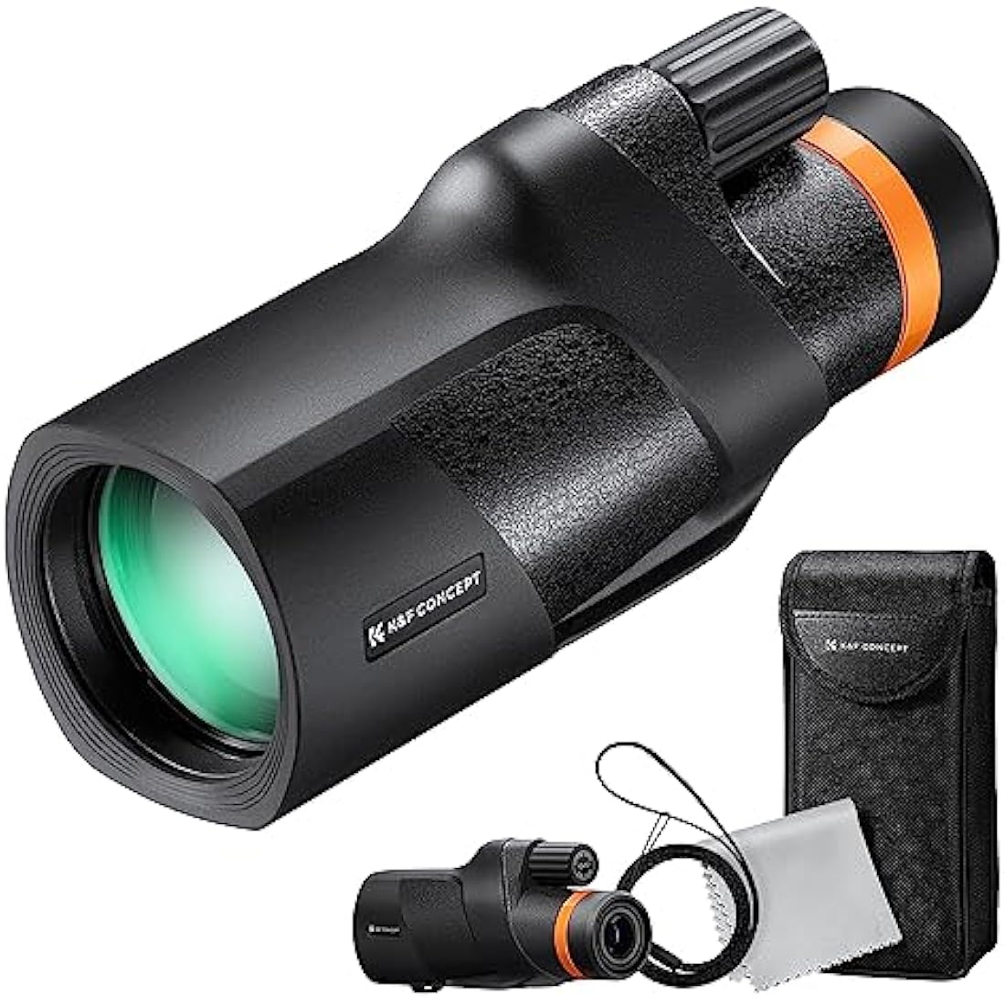 K&F Concept 12X50 High Power Monocular，Waterproof HD Pocket Monoculars Scope for Adults with BAK4 Prism & FMC Lens- IP66 Waterproof- for Bird Watching Hiking Hunting Camping Travelling, Black