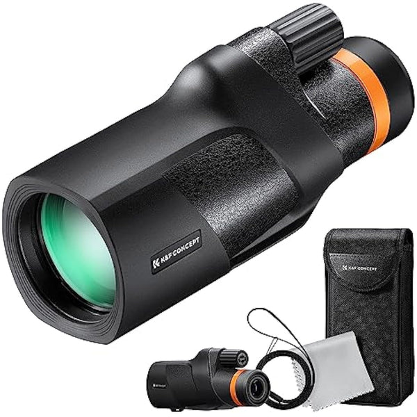 K&F Concept 12X50 High Power Monocular，Waterproof HD Pocket Monoculars Scope for Adults with BAK4 Prism & FMC Lens- IP66 Waterproof- for Bird Watching Hiking Hunting Camping Travelling, Black
