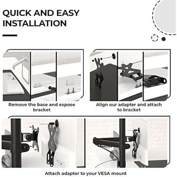 HumanCentric VESA Mount Adapter for HP Monitors 22er, 22es, 22f, 23er, 23es, 23f, 24ea, 24ec, 24er, 24es, 24f, 24fw, 25er, 25es, 25f, 27er, 27ea, 27es, 27f, 27fw, 27ec VESA Adapter Bracket (White)