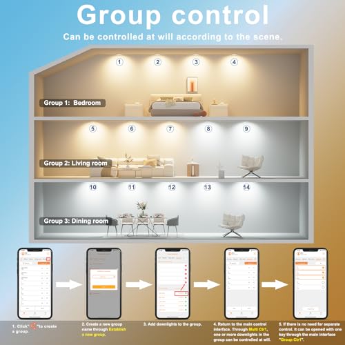 ChangM LED Downlights for Ceiling 3 inch 8WSpot Lights Ceiling with APP and Alexa Control, Bluetooth Recessed Ceiling Lights Daylight White