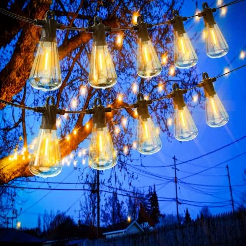 Zuske 45M/150FT Festoon Lights Outdoor Mains Powered, Garden String Lights with 73+3 LED Shatterproof Bulbs, IP65 Weatherproof for Outside Backyard Gazebo Porch Patio Cafe Bistro(Warm White)