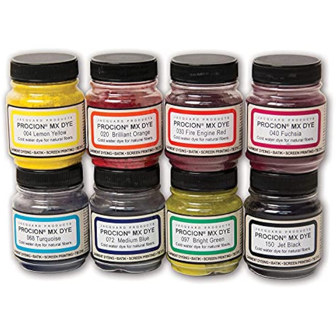 Jacquard Procion Mx Dye Cold Water Dying Set PMX108s 8 Colours