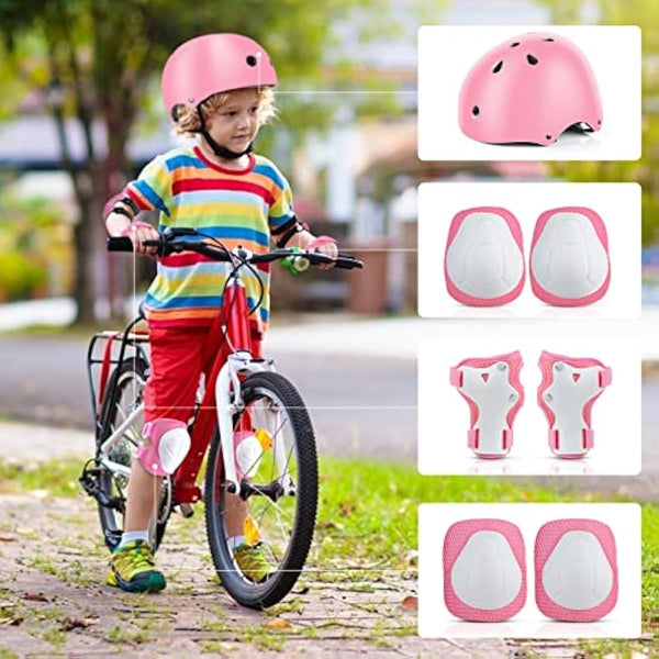 Jim's Store Kids Bike Helmet for 3-10 years old Helmet and Knee Pads Set Adjustable Elbow &Wrist Pads Protective Gear Set for Skateboard Scooter Cycling Roller Skating Boys Girls