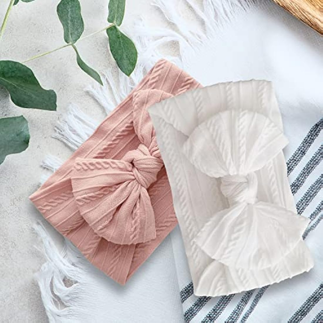 2Pcs Baby Headbands for Girls 6-12 Months - Newborn Soft Bows