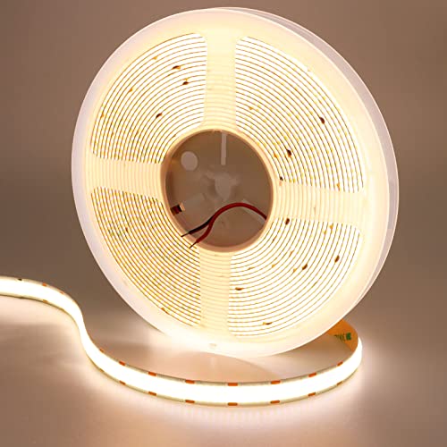 GOMING 32.8ft(10M) 24V Double Row COB LED Strip Light Natural White 4000K 6000LEDs CRI 93+ 20000lm Uniform Glow Dotless Not Waterproof IP20 Flexible