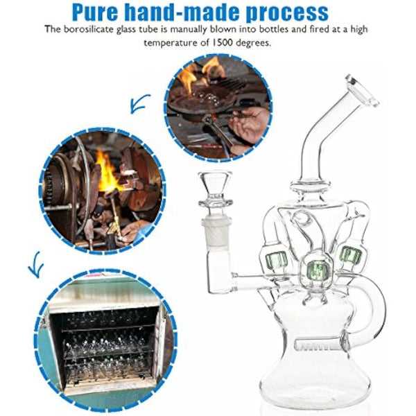 Acrylic bong glass bong pipe bongs for smoking bong bowl14.4mm Green bubbler bong downpipe Straight Pipes percolator oil rigs cheap glass watrer pipe hookah tall 24cm