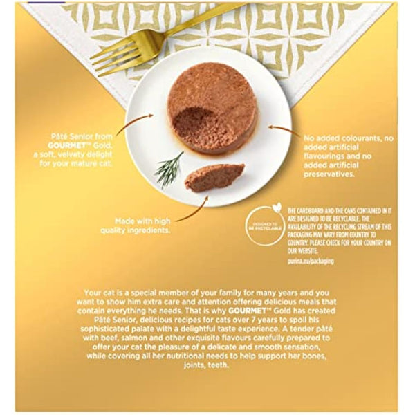 GOURMET Gold Senior 7+ Pate Fish Wet Cat Food 8x85g, Pack of 6