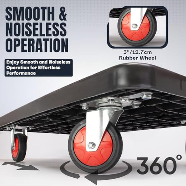 400kg capacity Platform Truck Heavy Duty Trolley with 2 bungee cords with hooks Multipurpose Utility Trolley - Versatile Folding