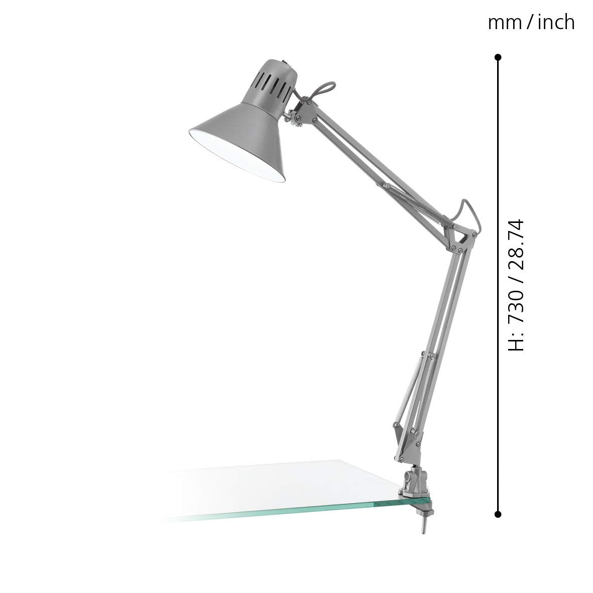 Eglo E27 Modern Silver Adjustable Clip on Desk Light 'FIRMO'