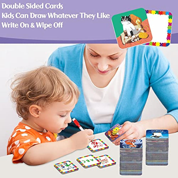 Hebayy 36 Pair Animal Matching Memory Game Flash Cards for Toddlers, Preschool, Kindergarten and Home. Erasable, Fun & Fast, Travel Friendly, Skill Building. Size 2” x 2”(5 x 5 cm)