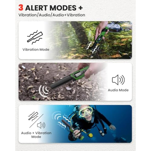 DR.ÖTEK Metal Detector Pinpointer, IP68 Fully Waterproof Handheld Pin Pointer with LCD Screen, Innovative Interference Cancellation Function, Higher Sensitivity, 3 Modes, Great for Gold, Coins, Green