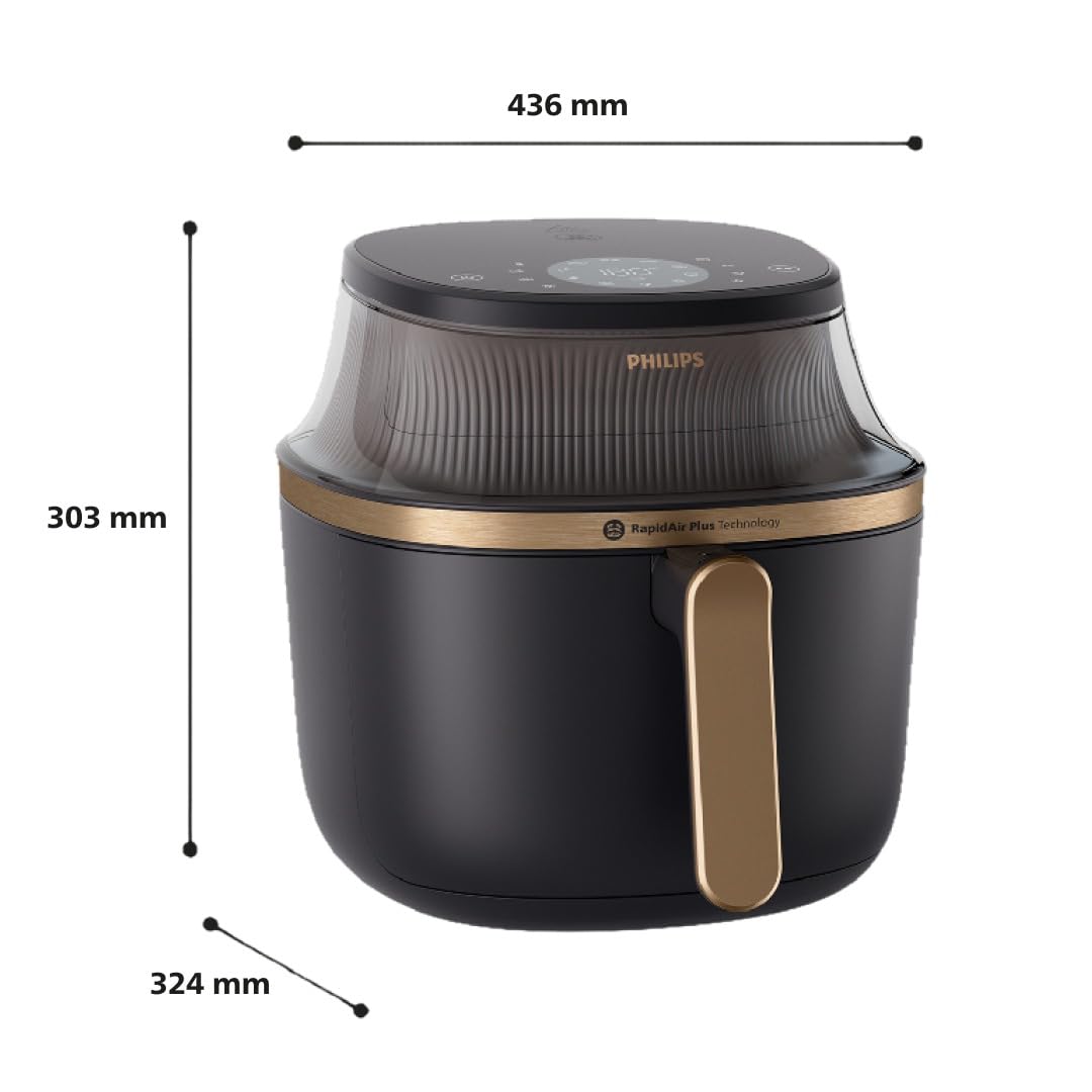 Philips Airfryer 3000 Series 7.2L, Cooking Window, 16-in-1 Airfryer, RapidAir Plus Technology, Fat Removal, HomeID Recipe App, Easy to Clean (NA342/09)