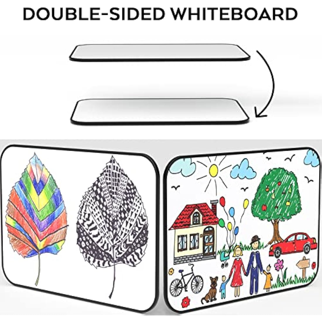 Nicpro Dry Erase Whiteboard A3, Magnetic Double Sided 30 x 42 cm White Board with Black Border, Including 8 Water-Based Pens and 1 Eraser for Kid Writing & Drawing, Student School, Classroom, Home Use