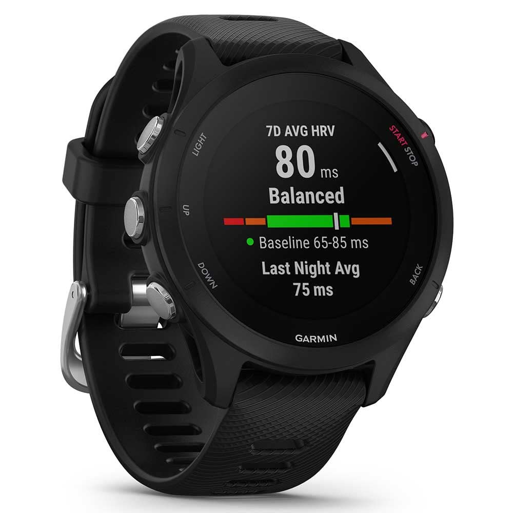 Garmin Forerunner 255 Music GPS 46mm Running Smartwatch, Lightweight, Music Storage, Advanced Training & Insights, Safety & Tracking Features, up to 14 days Battery Life, Whitestone