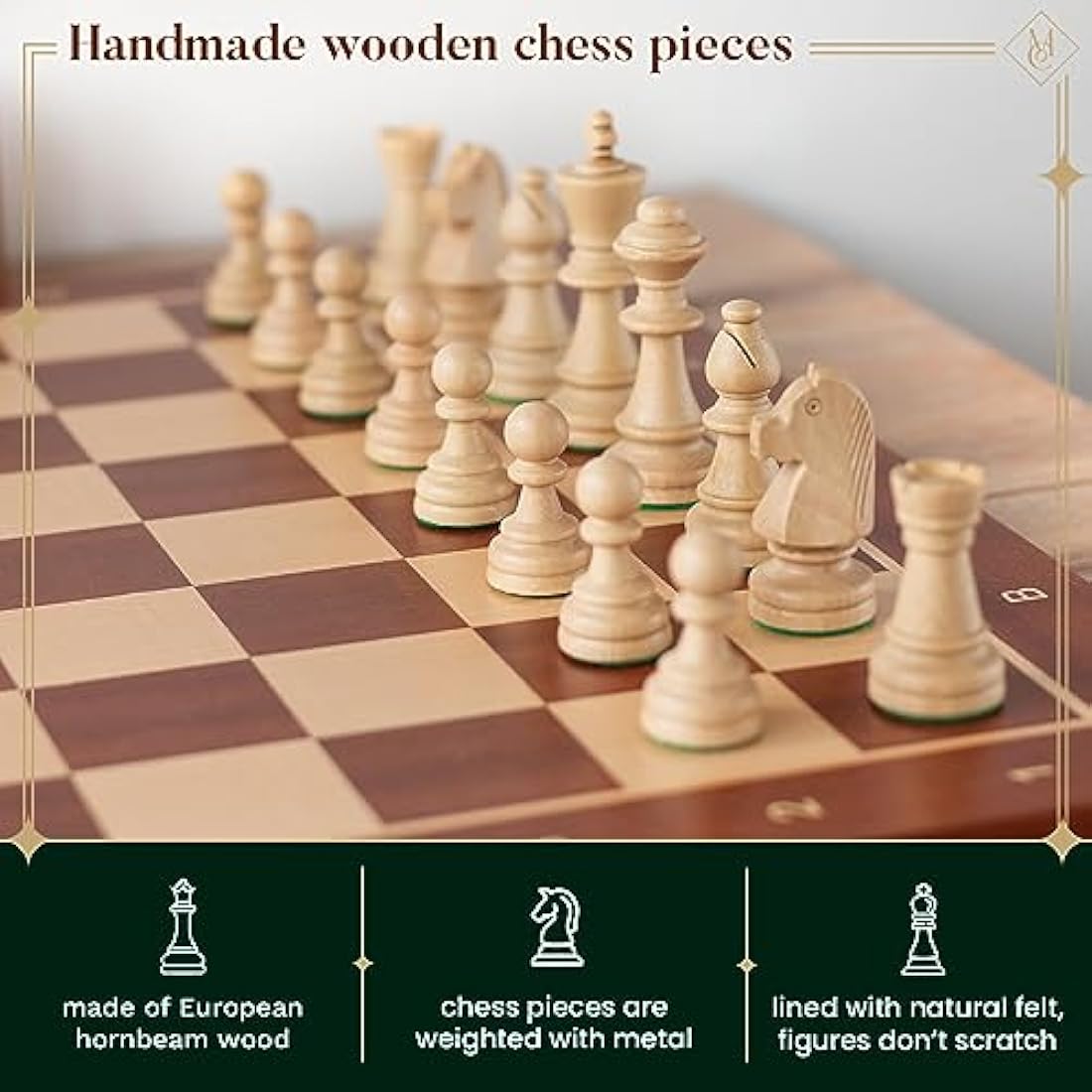 Classic STAUNTON Chess Set NO.5 in Mahogany Box | Master of Chess Wooden Chess Set | Wooden Chess Pieces Only - Handmade Tournament Chess Set Without Chess Table