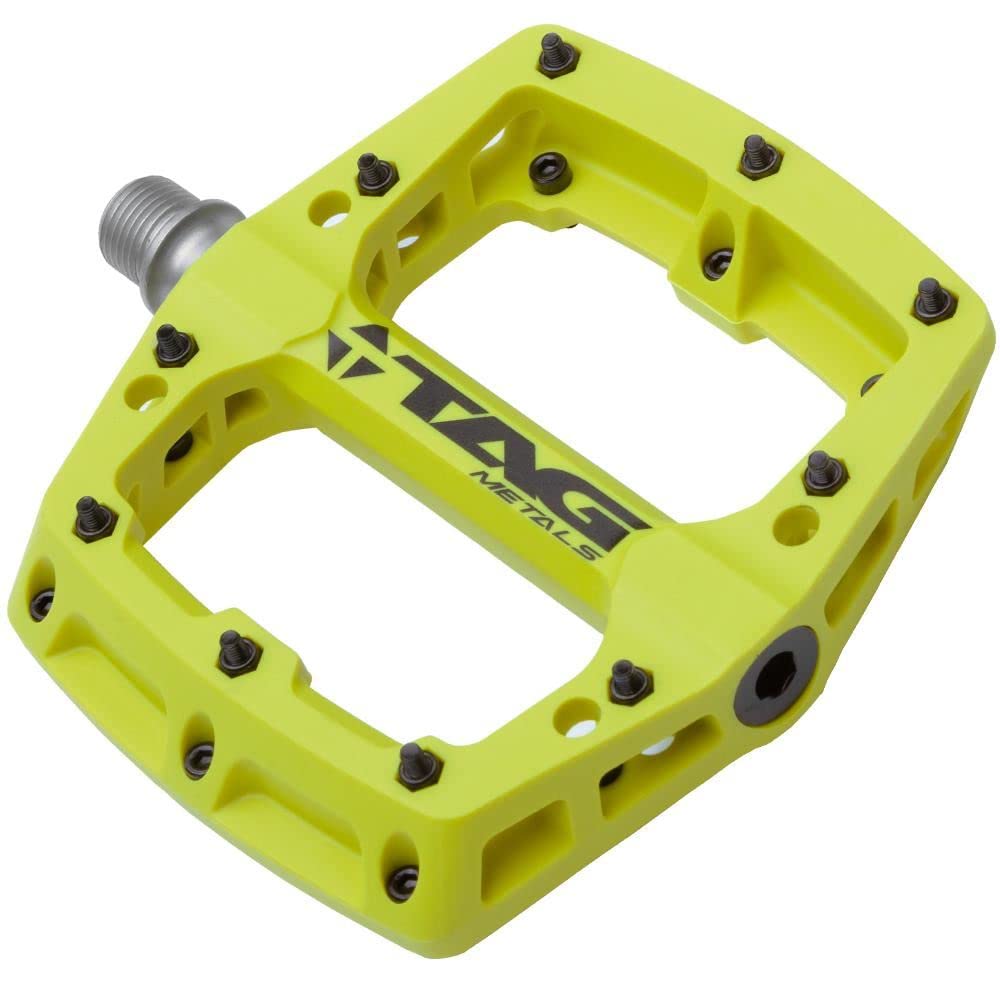 TAG Metals T3 Nylon MTB Pedals 9/16" Axle ? Durable, Lightweight Platform Pedals with Anti-Slip Pins, Ideal for Mountain Biking and BMX (Yellow)