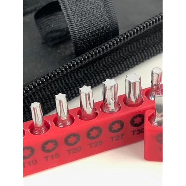 Apollo Tools 56 Piece Compact Metric Auto Tool Set in Zippered Case, Small Mechanic Tool Set for Car, Motorcycle Repair on The Road, Great for Travel - Red - DT9775