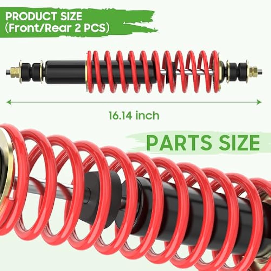 10L0L Golf Cart Front Rear Shock Absorber Set Coil Over Heavy Duty Shock Absorber Bolt Fits EZGO Medalist/TXT 1994+ Newer Gas or Electric, Replaces Part 70928-G01 76418-G01 (2 Pack)
