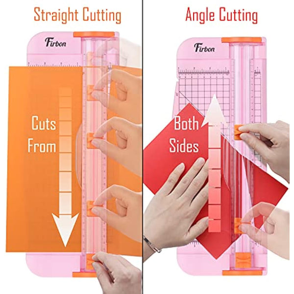 Firbon A4 Paper Cutter 12 Inch Titanium Paper Trimmer Scrapbooking Tool with Automatic Security Safeguard and Side Ruler for Craft, Coupon, Label and Cardstock (Pink)