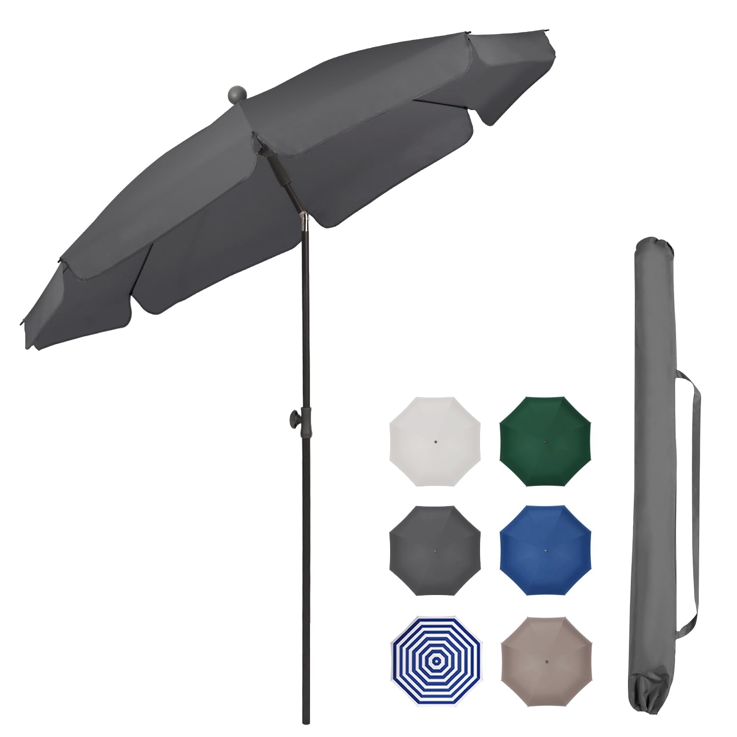 Sekey 2m Garden Parasol with Umbrella Cover - Adjustable and Portable Patio Umbrella for Beach, Garden, Pool, and Patio - UPF 50+ Sun Protection