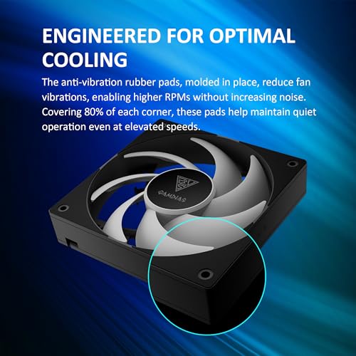 GAMDIAS NOTUS M1-1203 120mm ARGB PWM Fan (3 Pack), Include Reverse Blade x3, Daisy-Chain Connection, Closed-Loop Technology for Steady RPM on Cooler, Low-Noise Operation (Max. 1600RPM @25dBA), Black